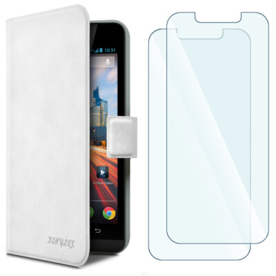 Pack 2 Verres Flexibles + Etui Universel L boutiques (A) Blanc pour ARCHOS Oxygen 57