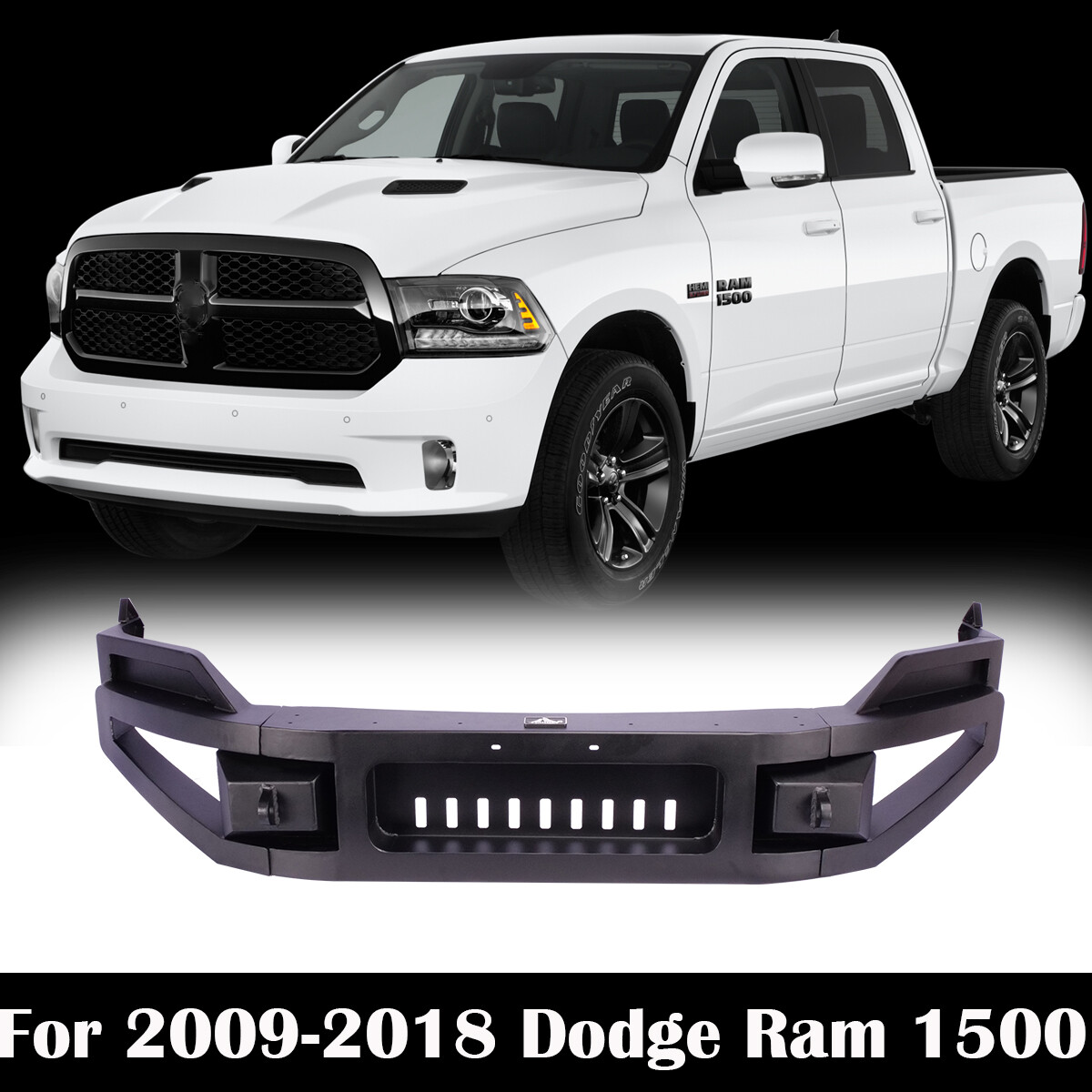 Front Bumper For 2009-2018 Dodge Ram 1500 Powder Coated Heavy Duty Steel Black