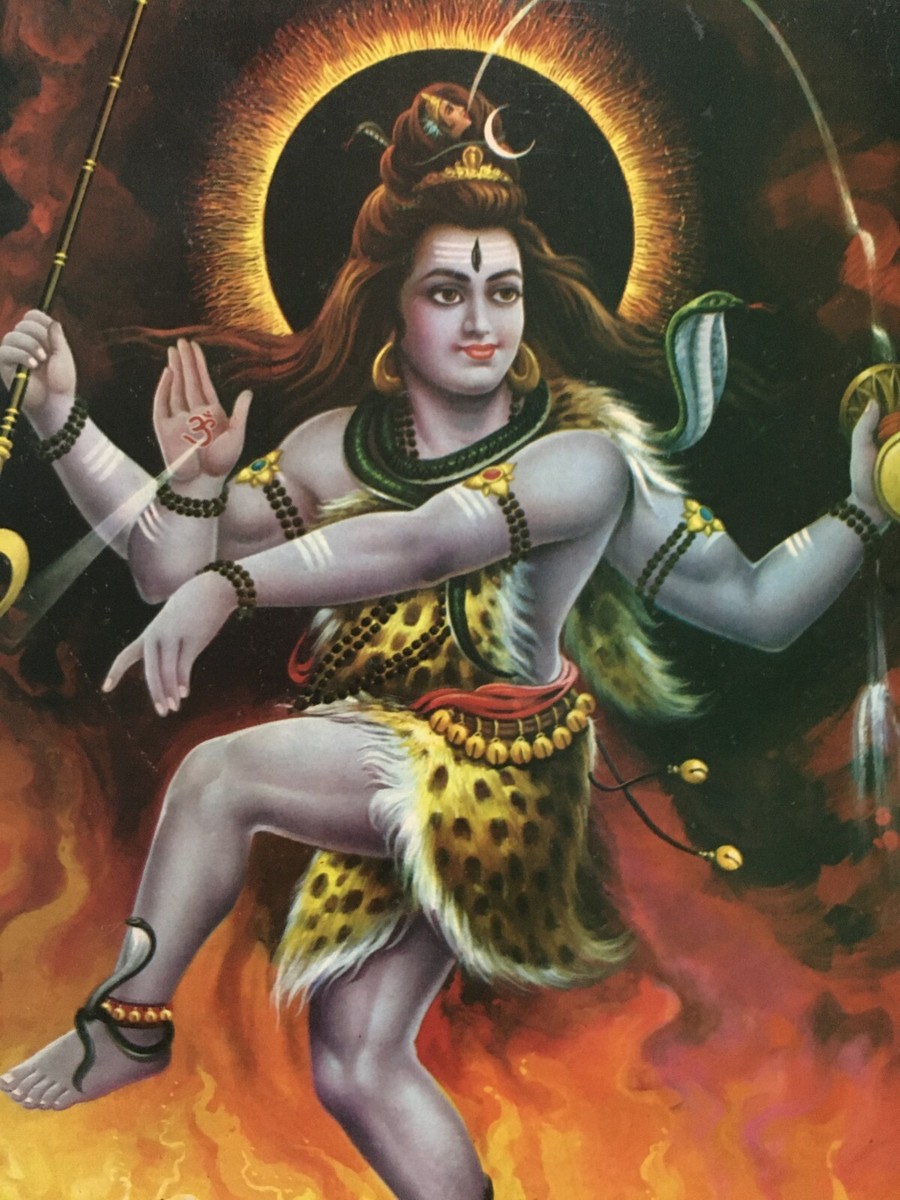 India 60's Print SHIVA TANDAV. By H.R Raja. Brijbasi 10in x 14in
