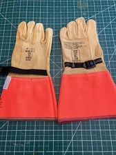 New Power Master Lineman Standard High Voltage Leather Protector Gloves size 8.5