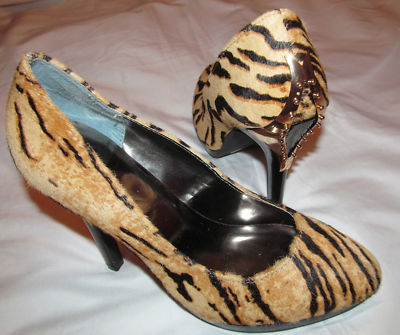 MARK . WILD STREAK pony hair zebra print spiked heel goth
