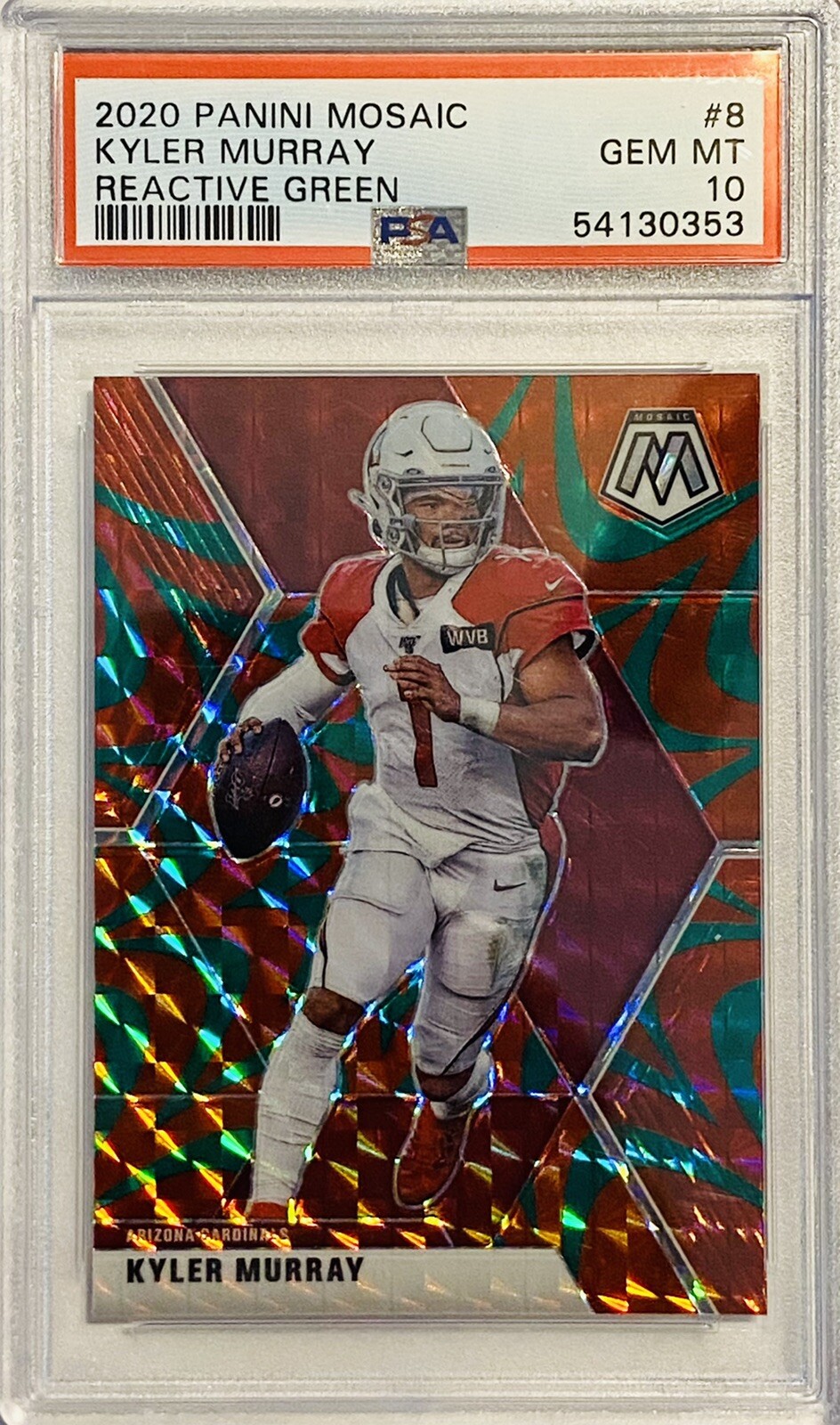 2020 Panini Mosaic Reactive Green Prizm Kyler Murray NFL #8 PSA 10 GEM MINT