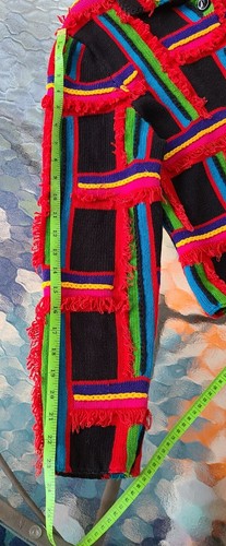 Michael Simon S/M Fringe Sweater Cardigan Colorful KITSCH Colorful - Picture 6 of 8