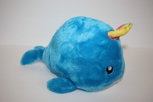 2017 Kellytoy Unicornimals Blue Whale Narwhal 12 in. Plush - Picture 3 of 6