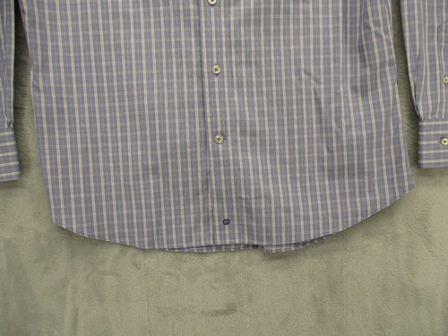 David Donahue Button Up Shirt Men's Large Blue White Gold Geometric Pattern - Picture 10 of 12