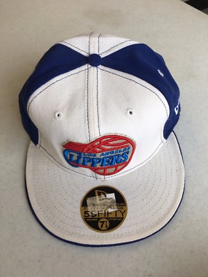 RETRO LOS ANGELES CLIPPERS WHITE FRONT BLUE BUTTON NEW ERA FITTED HAT FREE SHIP