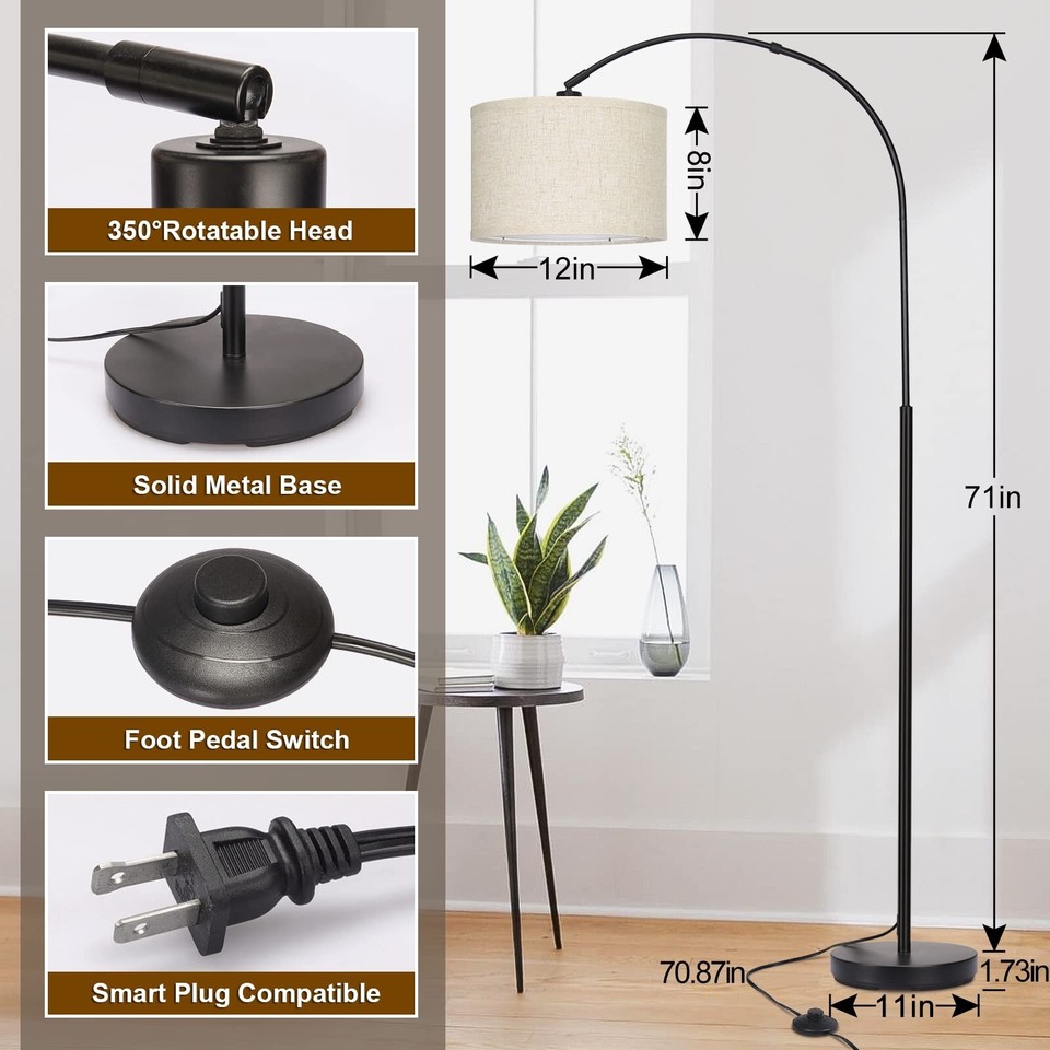 Arc Floor Lamps for Living Room, Modern Standing Lamp with Adjustable