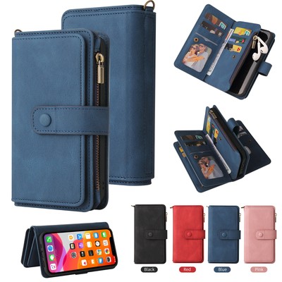 For Xiaomi New 15 Cards Zipped Multifunction Wrist Wallet PU Leather Case Cover