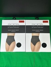 2 PK Sofia Intimates Women's High Waist Power Mesh Shaping Brief Size S Black