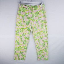Lilly Pulitzer Multicolored Pink Green Floral Print Capri Pants Size 4