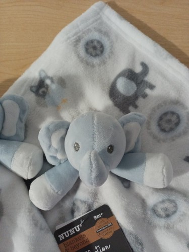 Lot of 2 Blankets and Beyond Blue White Elephant Security Blanket Lovey Nunu NEW - Picture 3 of 6