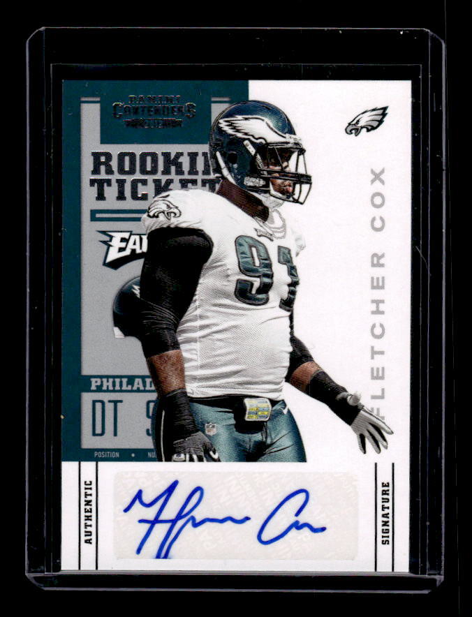 2012 Panini Contenders #137A Fletcher Cox /112* RC green pants Auto ROOKIE CARD