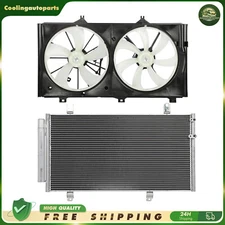 A/C Condenser & Cooling Fan Assembly For 2005-2012 Toyota Avalon 2007-2011 Camry