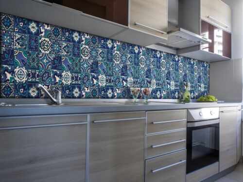 67.5cm x 4m d-c-wall MOROCCAN TILE Riasan Blue 3D splashback tile wallpaper - Picture 8 of 14