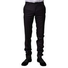 DOLCE & GABBANA Pants Black Wool Patterned Formal Trousers IT44/W30/XS 2440usd