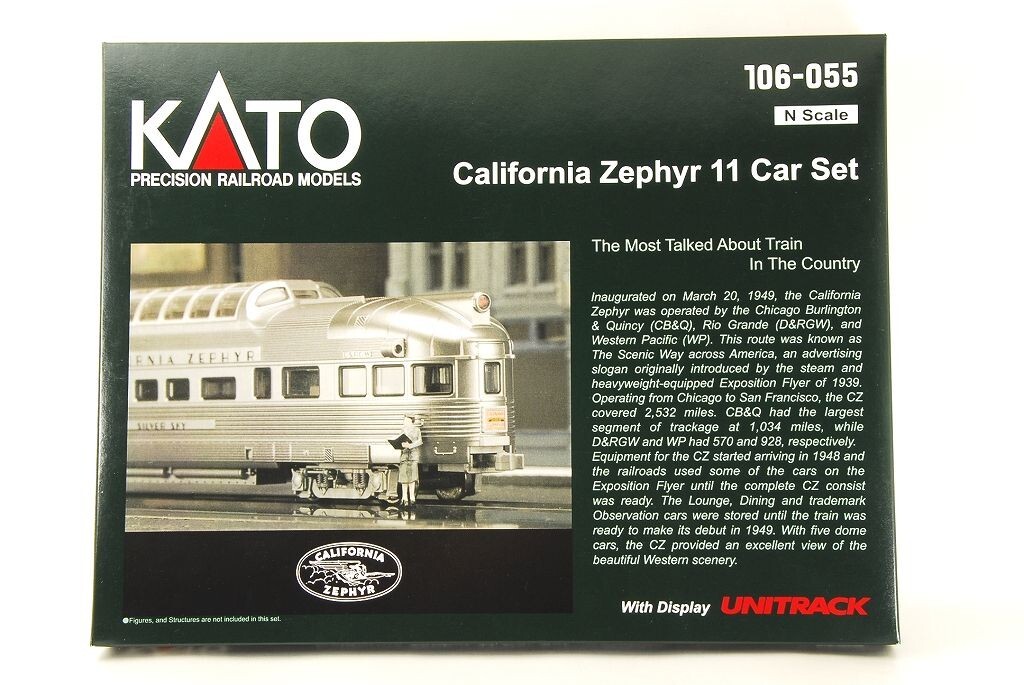 KATO N-Scale 106-055 California Zephyr 11 Car Set With Display