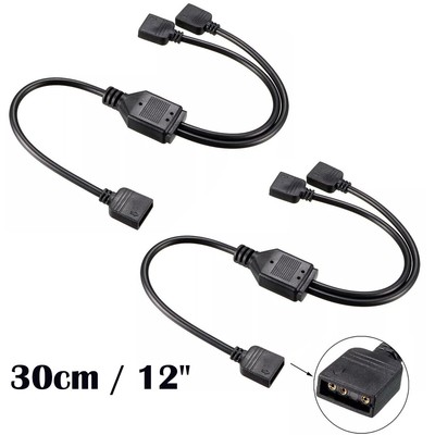 2pcs ARGB Splitter Cable 1 Female to 2 Female 3 Pin Extension Connector 30cm