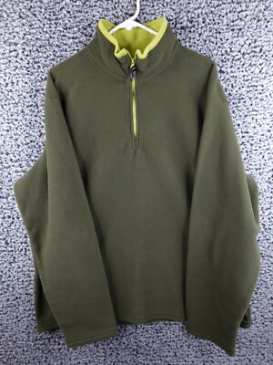 FILA Men's Dark Green 1/4 Zip Fleece Lightweight Polartec Jacket Size XL