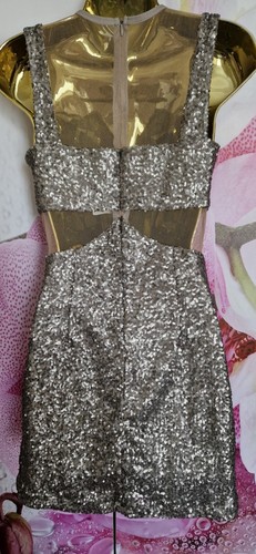 NICE SEXY LACE SILVER SEQUIN GREY XMAS PARTY DRESS SIZE S SIZE 8 EUR 36 - Picture 3 of 4
