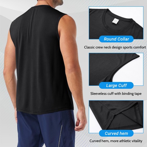 3 Pack Men’s Tank Tops Quick Dry Gym Sleeveless Muscle T Shirts Fitness Running - Picture 5 of 26