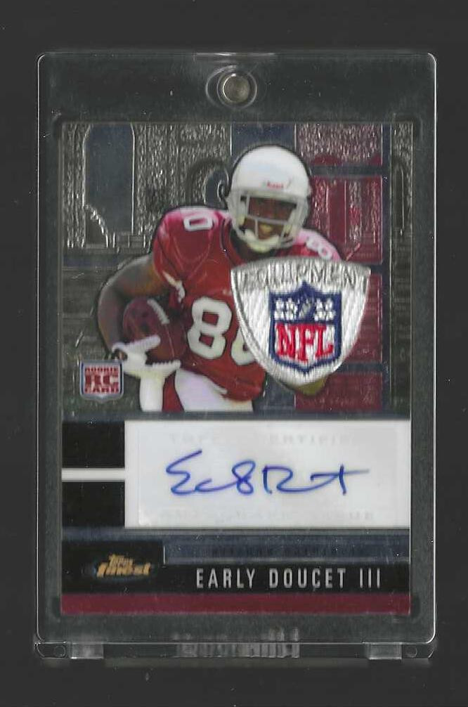 2008 Topps Finest Early Doucet III Cardinals Rookie NFL Logo Shield Auto 13/15