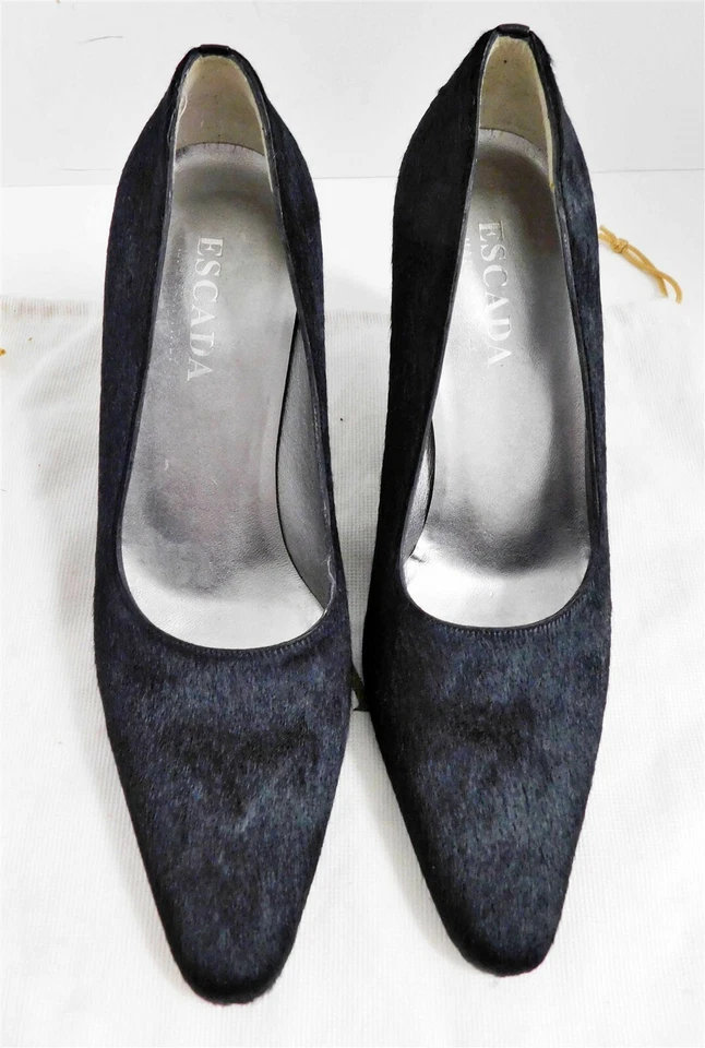 Nuevas bombas de pelo de becerro negras Escada Italia 6,5 M Foto 3 de 4