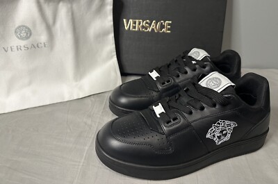 Versace Medusa Black Leather Sneakers Men's Size 39 (US 6