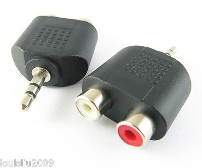 10pcs 3.5mm Stereo Plug to 2 RCA Jack Splitter Adapter