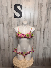 Victoria's Secret Tropical Floral Bikini Set 2-Piece Swimsuit Womens Small Pink
