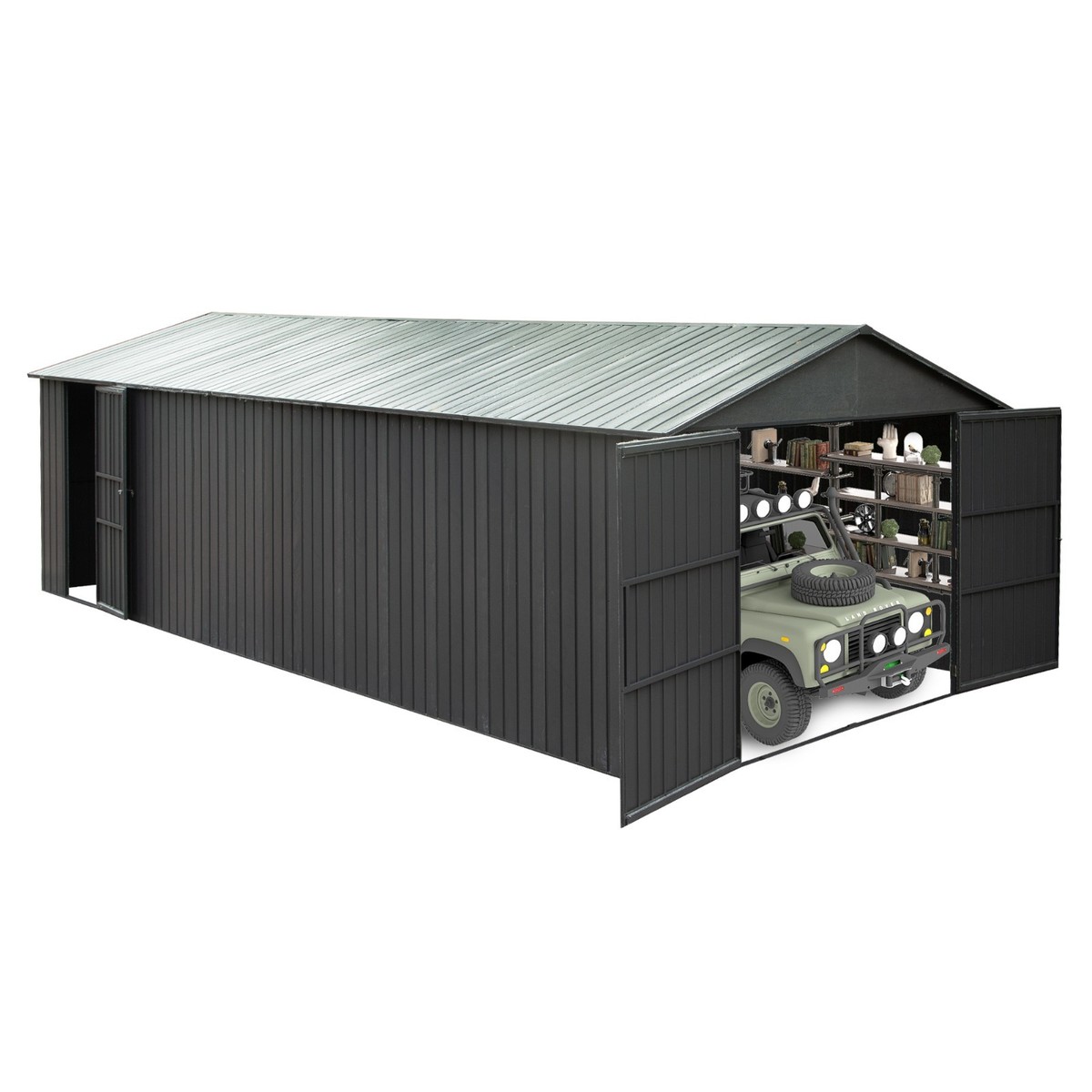 Domi 12x25FT Metal Garage Shed, Extra Large Carport w/ Lockable
