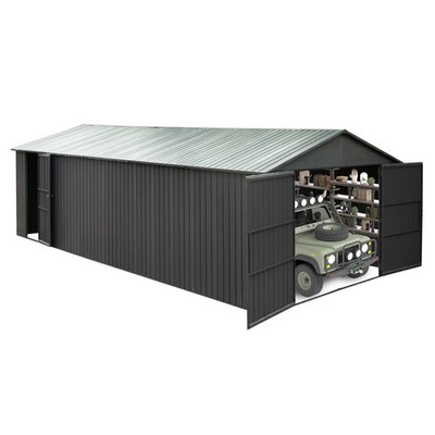 Domi 12x25FT Metal Garage Shed, Extra Large Carport w/ Lockable