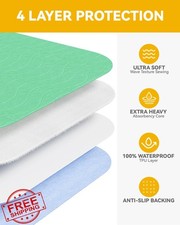 Washable Underpads 36x36 Heavy Absorbency 4 Pack Incontinence