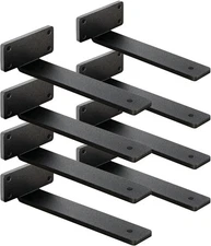 8 Pack Shelf Brackets 12 Inch Floating Bracket 1/5 inch 12 Inch, Black 
