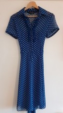 Dorothy Perkins vintage blue polka dot tea dress, size 10