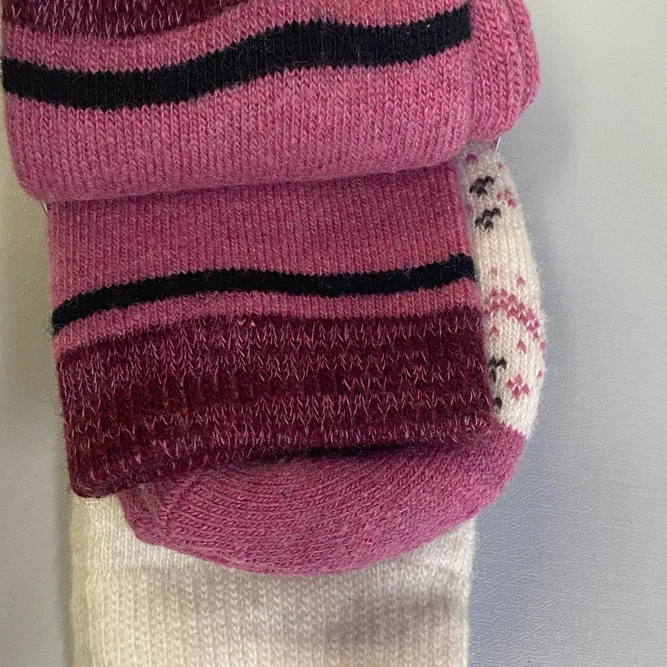 2 Pr Luxe Mezcla de Cachemira Aislado Acolchado Isla Justa Rayas Rosa NUEVO Foto 4 de 4