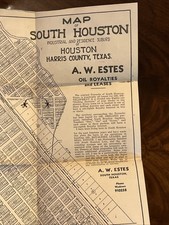 Map South Houston Texas AW Estes Oil Royalties Leases Harris County Vintage