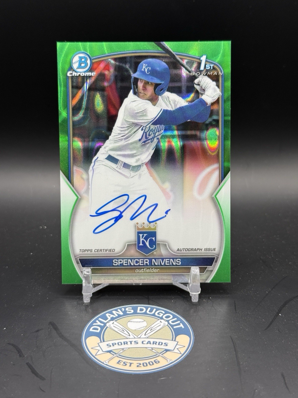 2023 Bowman Draft Chrome #CDA-SN Spencer Nivens Green Lava Refractor Auto /99