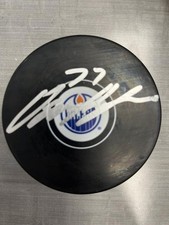 Oscar Klefbom Edmonton Oilers signed logo puck Coa 