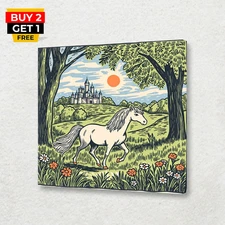 Beautiful Unicorn Forest Canvas Art Print Fantasy Home Decor