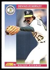 Dennis Eckersley 1992 Score #190 Athletics MLB READ FREE SHIPPING AutographDen