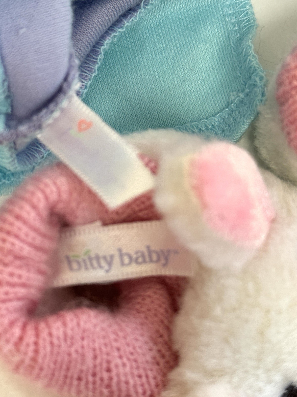 SAOLA Pantofole vintage American Girl Bitty Baby Bedtime Bunny PJ Top solo 2005