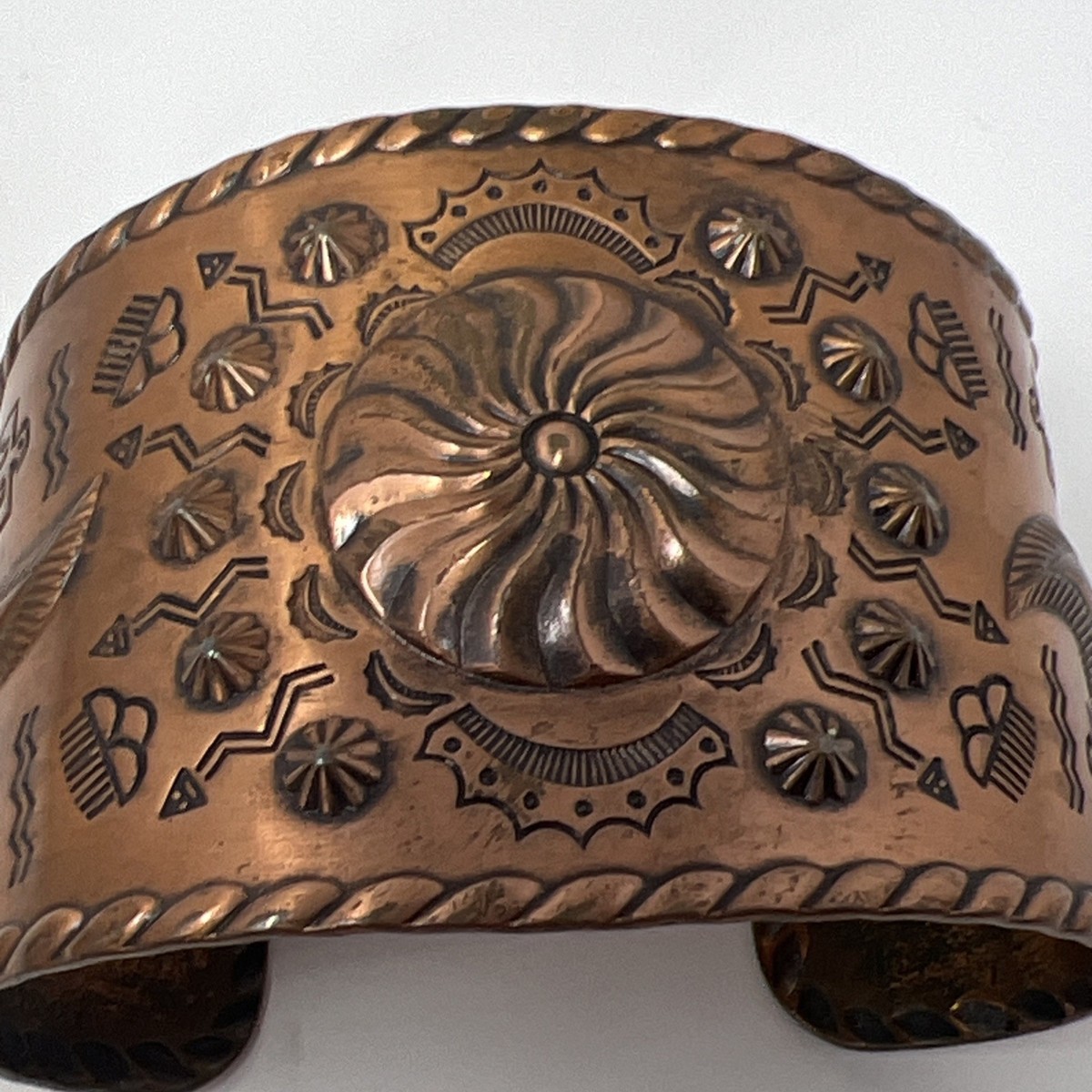 Vintage Native American Navajo Copper Thunderbird Cuff Bracelet | eBay