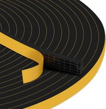 2 Pack 33 Feet Rubber Weather Stripping Door Seal Strip, Self-Adhesive Backing "