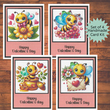 Happy Valentine's Day Bee's Themed Card Kit: DIY Paper Craft A2 Size w/Envelopes