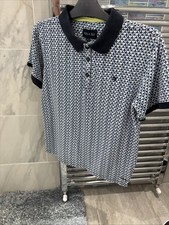 Mens Blue Patterned Koala Bay 3 Buttoned Shirt Polo Shirt Size S