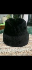 VINTAGE Black Faux Fur Hat/Cap Pre-Owned UNBRANDED See Photos For More Info.