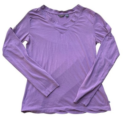 Merrell Women's Purple V-Neck Crossed Neckline Long Sleeve T-Shirt