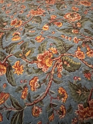 Country Blue Red Floral QUILTED KING Bedspread Sonoma & 2 Std SHAMS ALL COTTON