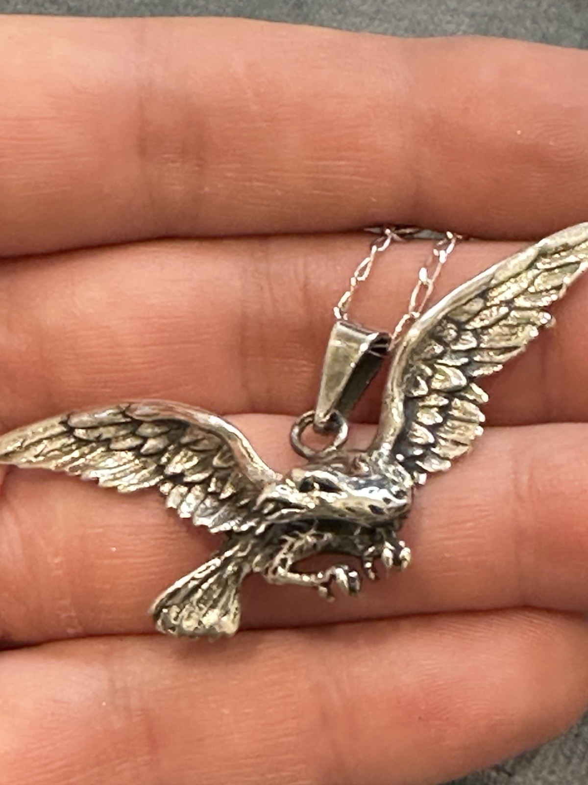 Vintage 925 Solid Sterling Silver Eagle Pendant O… - image 11