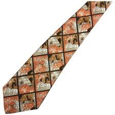 Tootal Tie Men's Orange Polyester Kipper Tie Vintage Made in GB 70s Pattern